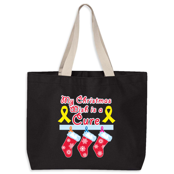 Picture of My Wish is a Cure - Black Jumbo Tote Bag